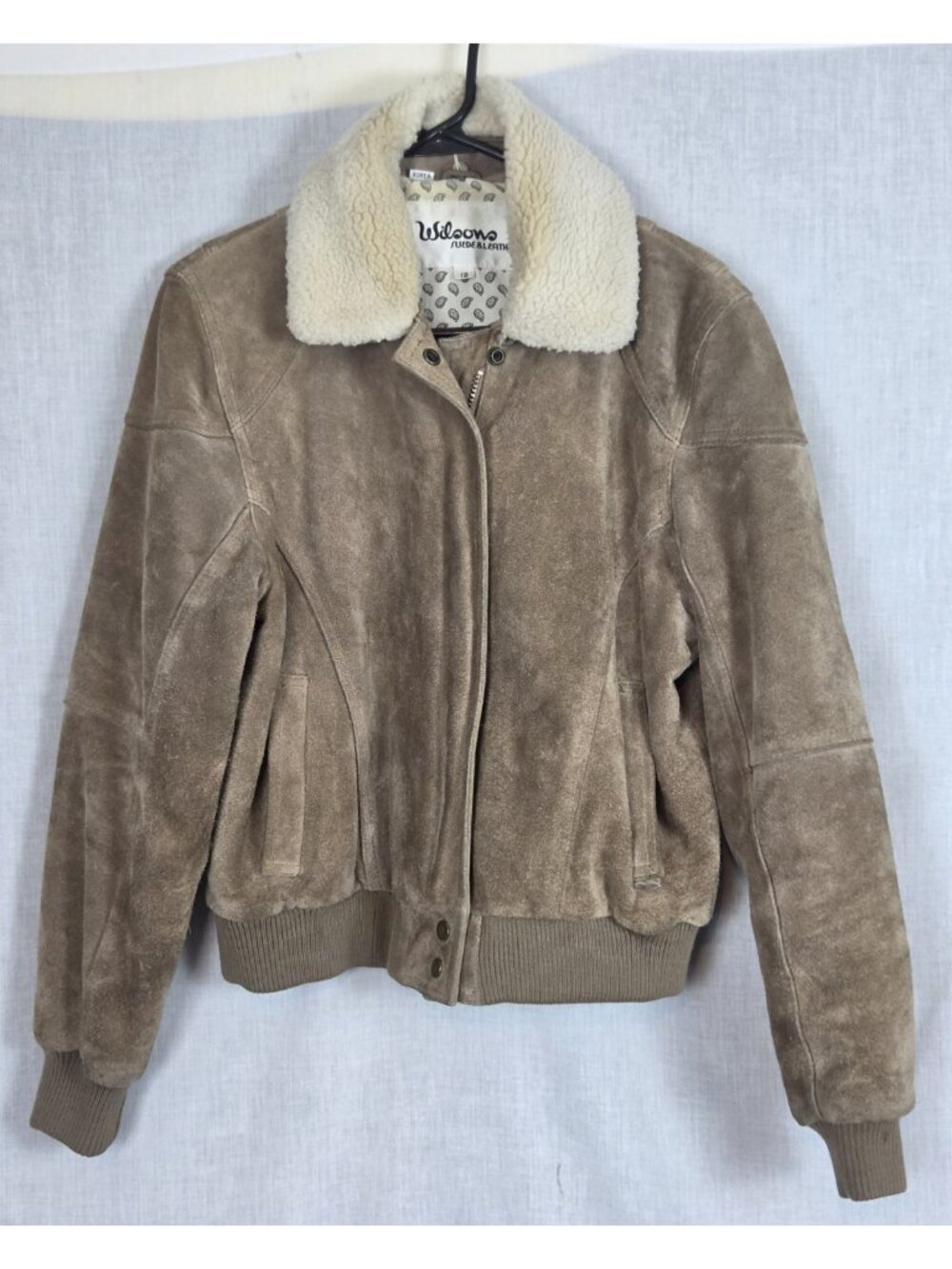 Wilson Leather Bomber Jacket Coat VTG Women's L (12) Unisex Winter Preppy Warm